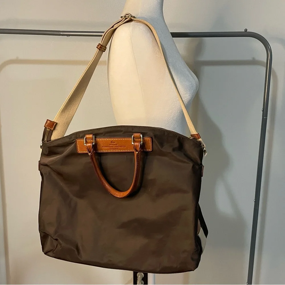 Dooney & Bourke Brown and Tan Crossbody Canvas Bag - Picture 3 of 5